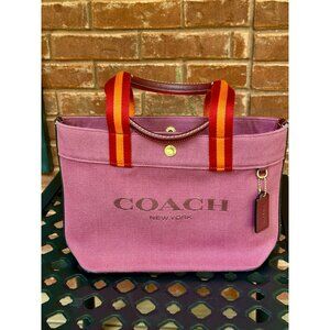 COACH Small Canvas And Smooth Leather Shoulder Tote Light Raspberry Multi Ck168